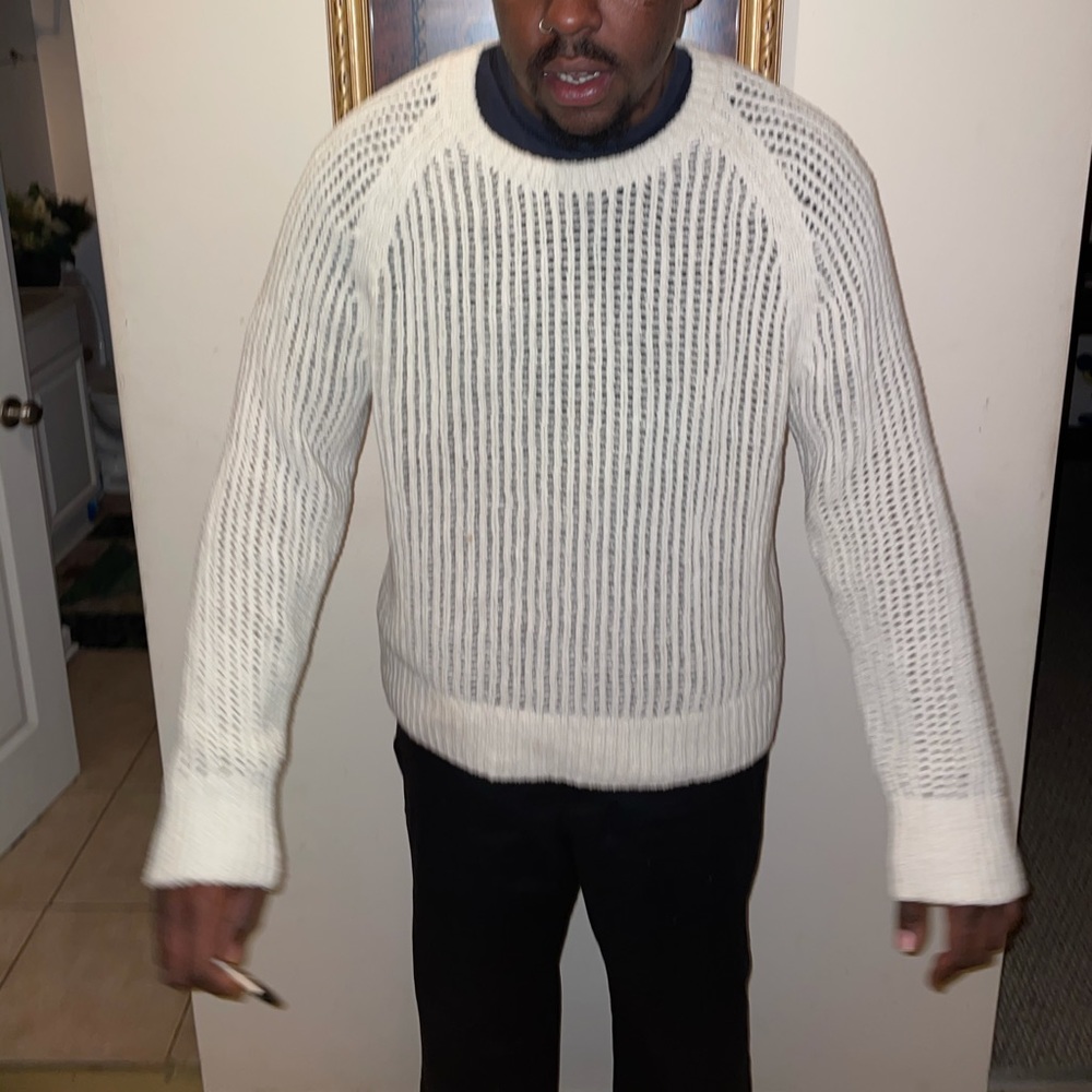 vince knit weave sweater off white